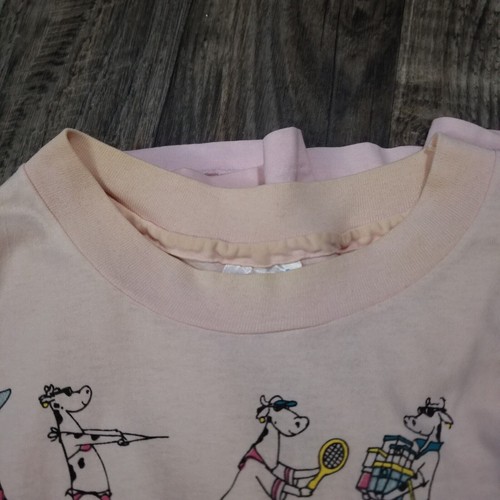 Vintage Hanes 50 50 T Shirt L Cows Funny 1990s Light Pink Stained - Picture 13 of 13