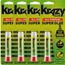 4 Pcs Krazy Glue Super Glue Instant Fast Drying All Purpose Glue, .07 oz Tube