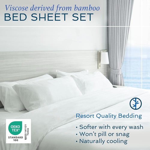 Hotel Sheets Direct 100% Bamboo Sheets - Queen Size Sheet and Pillowcase Set - Picture 9 of 9
