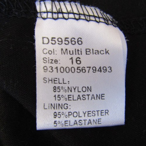 Caroline Morgan 16 Black Cream Mesh Fit & Flare Dress Paisley Embroidered Lined - Picture 17 of 18