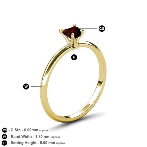 Heart Shape Red Garnet Knife Edge 4 Prong Solitaire Ring 14K Gold JP:313933 - Picture 11 of 16