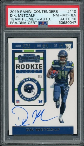 2019 D.K. Metcalf Panini Contenders Helmet Auto #110 RC Rookie PSA 8.5/10
