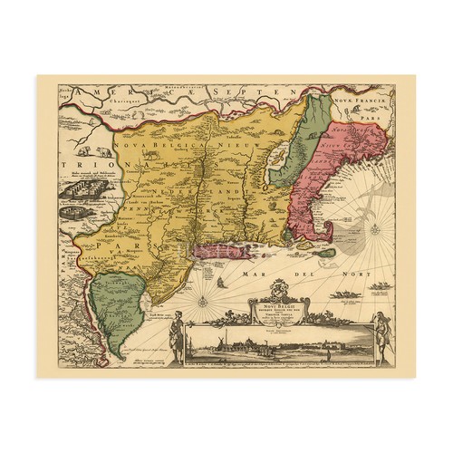 1690 Eastern United States Map - Vintage Wall Map of New England Wall Art Poster - Picture 12 of 26