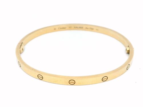 Cartier Love Thin Size 17 Yellow Gold Bracelet With Box & Papers - Video 1 of 1