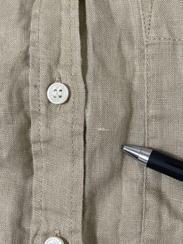 ZARA cream 100% linen button front shirt oversized women's size XS BOHO Flaw - Picture 9 of 12