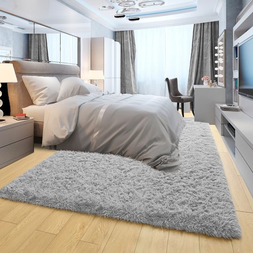 Ompaa Soft Fluffy Area Rug for Living Room Bedroom, 5x8 Grey Plush Shag Rugs,... - Picture 5 of 8