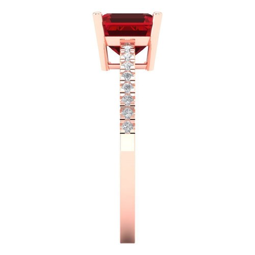 1,66ct Asscher Cut Turmalin Versprechen Braut Hochzeit Designer Ring 14k Roségold - Bild 3 von 11