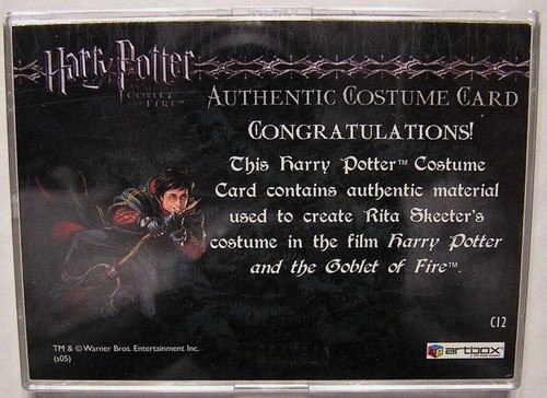 Harry Potter-Miranda Richardson-Rita Skeeter-GOF-Screen Used-Movie-Costume Card - Picture 2 of 2