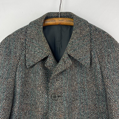 Dunn & Co Crombie Tweed Overcoat Mens 42 Flecked Wool Long Over Coat Trench Mac - Picture 4 of 17