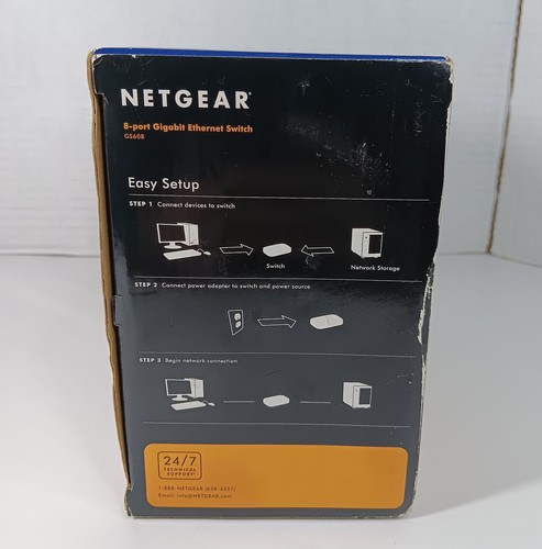 Netgear GS608 8 Port Gigabit Ethernet Switch Complete New Open Box - Picture 13 of 14