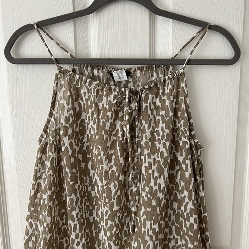 J.Crew Damen Top klein braun Leopardenmuster Kordelzug Neckholder hauchdünn Cinched schick - Bild 4 von 11