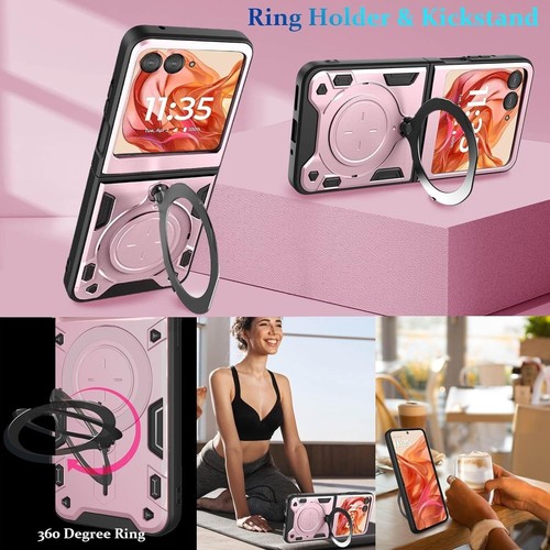 For Motorola Moto Razr 2024 Case W/Metal Ring Holder Stand Slim Protection Cover - Picture 2 of 6