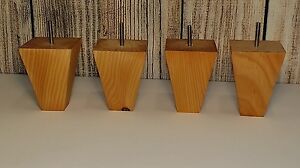 Set of 4  Unfinished Ottoman Feet Tapered Wooden Chair