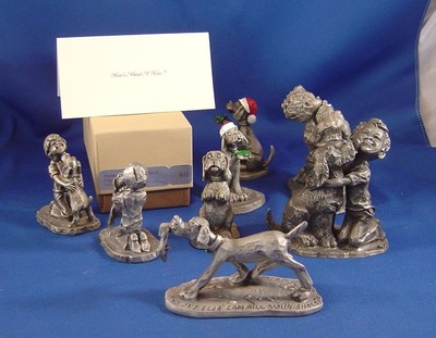 Hallmark Pewter Little Gallery Kraczkowski Figures Dog Child Mistletoe Kiss Upik