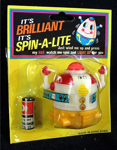 Juguete de batería Spin A Lite Robot Wind Up 1960 sin abrir en paquete stock de tienda antigua - Imagen 2 de 3