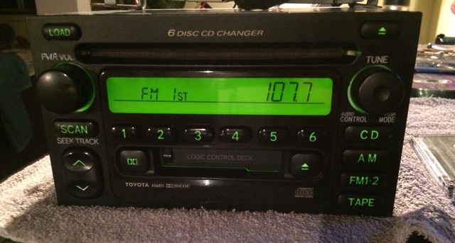 toyota 4runner am fm radio stereo tape a56811 oem 6 cd changer for2000 \u002703 toyota 4 runner oem am fm cassette 6