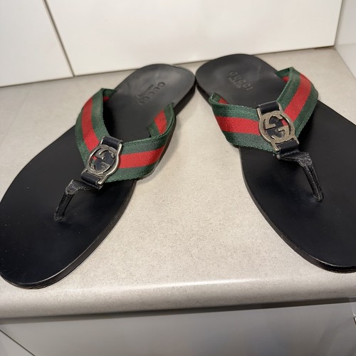 Mens GUCCI G Buckle Thongs Slides Size 8.5 - Picture 5 of 17