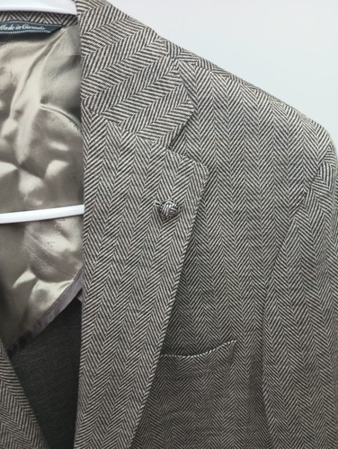 Jack Victor Braun Hartford SPJ 100% Wolle Fischgrät Blazer Loro Piana Größe 38 R - Bild 4 von 8
