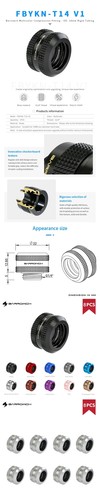 Barrowch 8 Pcs OD14mm Hard Tube Fittings G1/4" Brass Adapter FBYKN V1 Series - Picture 4 of 7