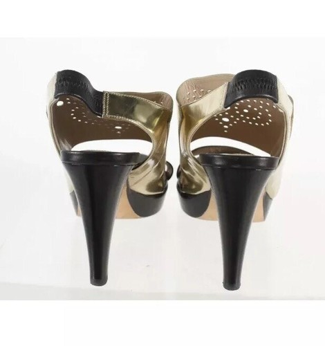 Fratelli Rossetti Gold Black Open Toe Heel Slingback Sandals Size EU 40 - Picture 4 of 8