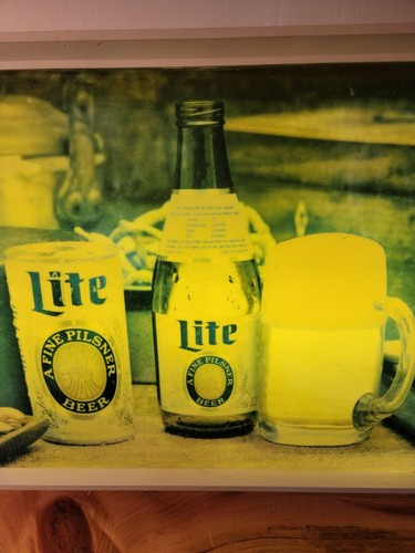 1976 VINTAGE BAR Miller Lite Beer Sign 49" X 18" X 4" LIGHT UP WALL SIGN Tested - Picture 5 of 12