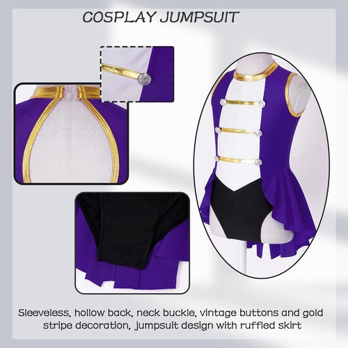 Kids Girls Circus Ringmaster Cosplay Costume Halloween Sequins Mesh Romper Dress - Picture 21 of 21