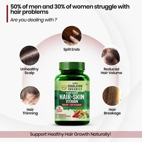 Himalayan Organics Pure Biotin, DHT Blocker , Plant-Based Vitamin 60 Veg Count - Picture 4 of 4