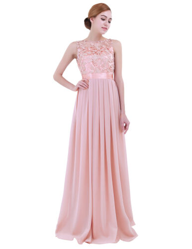 AU Women Long Gown Chiffon Prom Evening Party Bridesmaid Wedding Maxi Dress - Picture 38 of 45