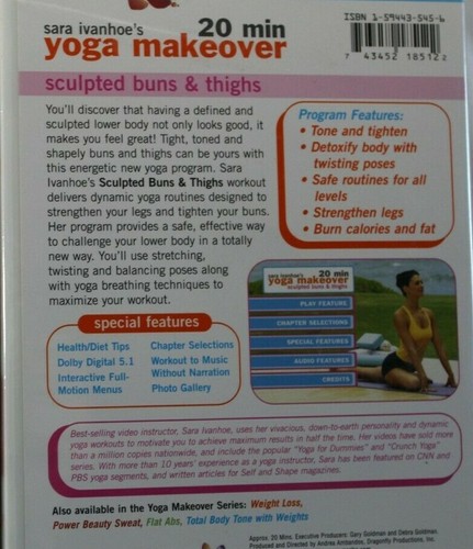 3 Sara Ivanhoe's 20 min Yoga Makeover workout DVD lot flat abs sculpted buns - Imagen 3 de 5