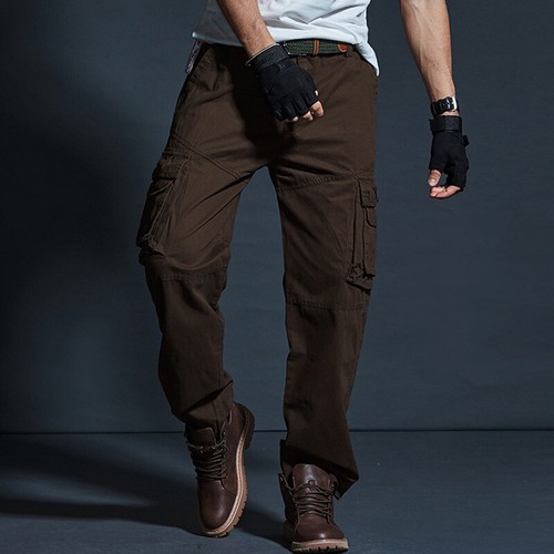 Men Straight Leg Cargo Pants Multi Pockets Loose Military Trousers Slacks Plain - Bild 17 von 17
