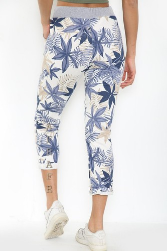 Ladies Floral Cotton Trouser Italian Women Elastic Waist Joggers Pants Plus Size - Picture 29 of 46