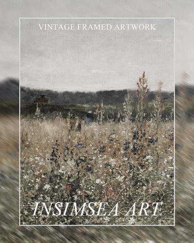 InSimSea Golden Framed Vintage Canvas Wall Art Wildflower Field 16x24In, Rust... - Picture 7 of 7