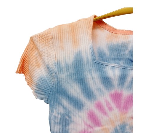 Justice Girls Short Set-12/14-Rib Knit Square Neck Top-Classic Denim Shorts 12S - Picture 3 of 7