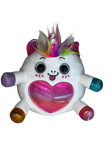 Zuru Rainbowcorns White Unicorn Plush Stuffed 9" Pink Heart Belly - 第 1/7 張圖片