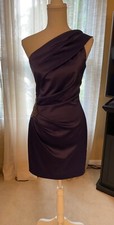 Dresses one sholder knee length fitted purple eggplant special occasion