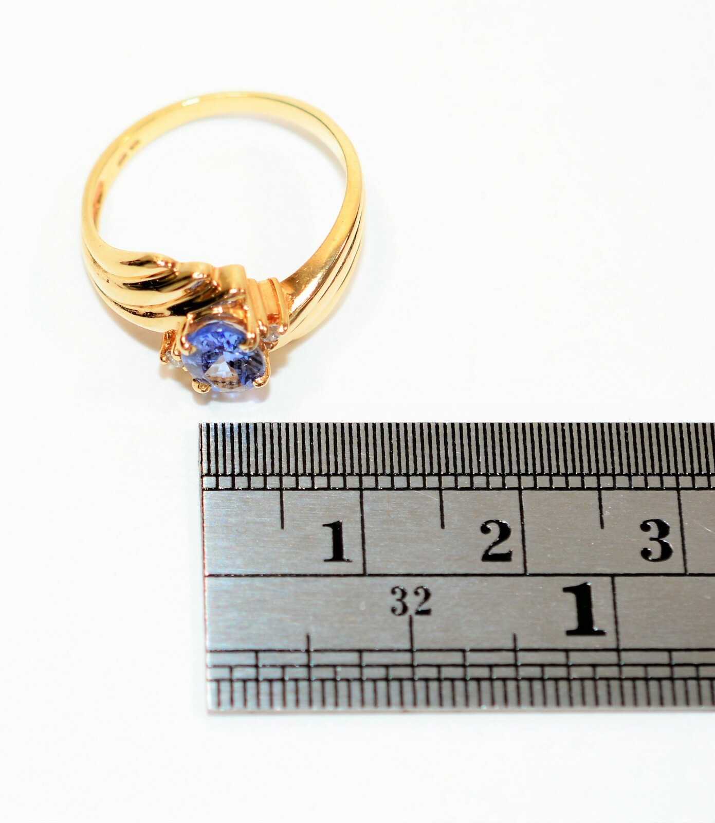 Natural Tanzanite & Diamond Ring 14K Solid Gold .… - image 11