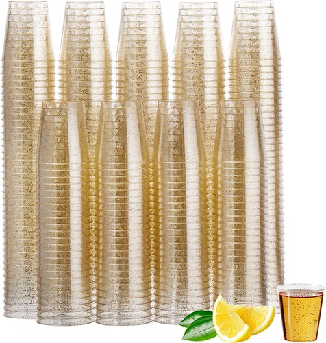 Plastic Champagne Plates Cutlery Glitter Gold Wedding Dinner Set Party Tableware - 第 43/101 張圖片
