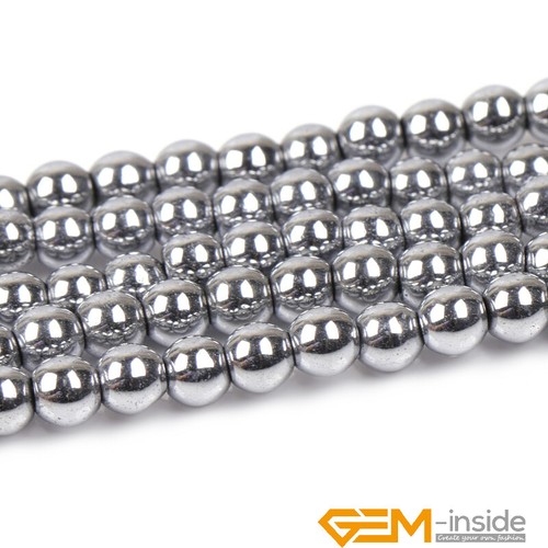 2mm-12mm Sliver Metallic Coated Reflections Hematite Round Spacer Beads 15" AU - Picture 28 of 51