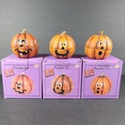 Halloween Snow Globe Pumpkin Hinged Box Mini Witch Ghost Owl Glass Orb Set Of 3
