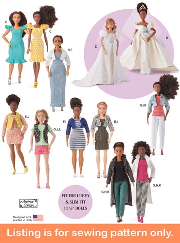 SEWING PATTERN 11 1/2" Fashion Doll Clothes Clothing Fits Curvy Slim Barbie 9769 - Picture 1 of 3