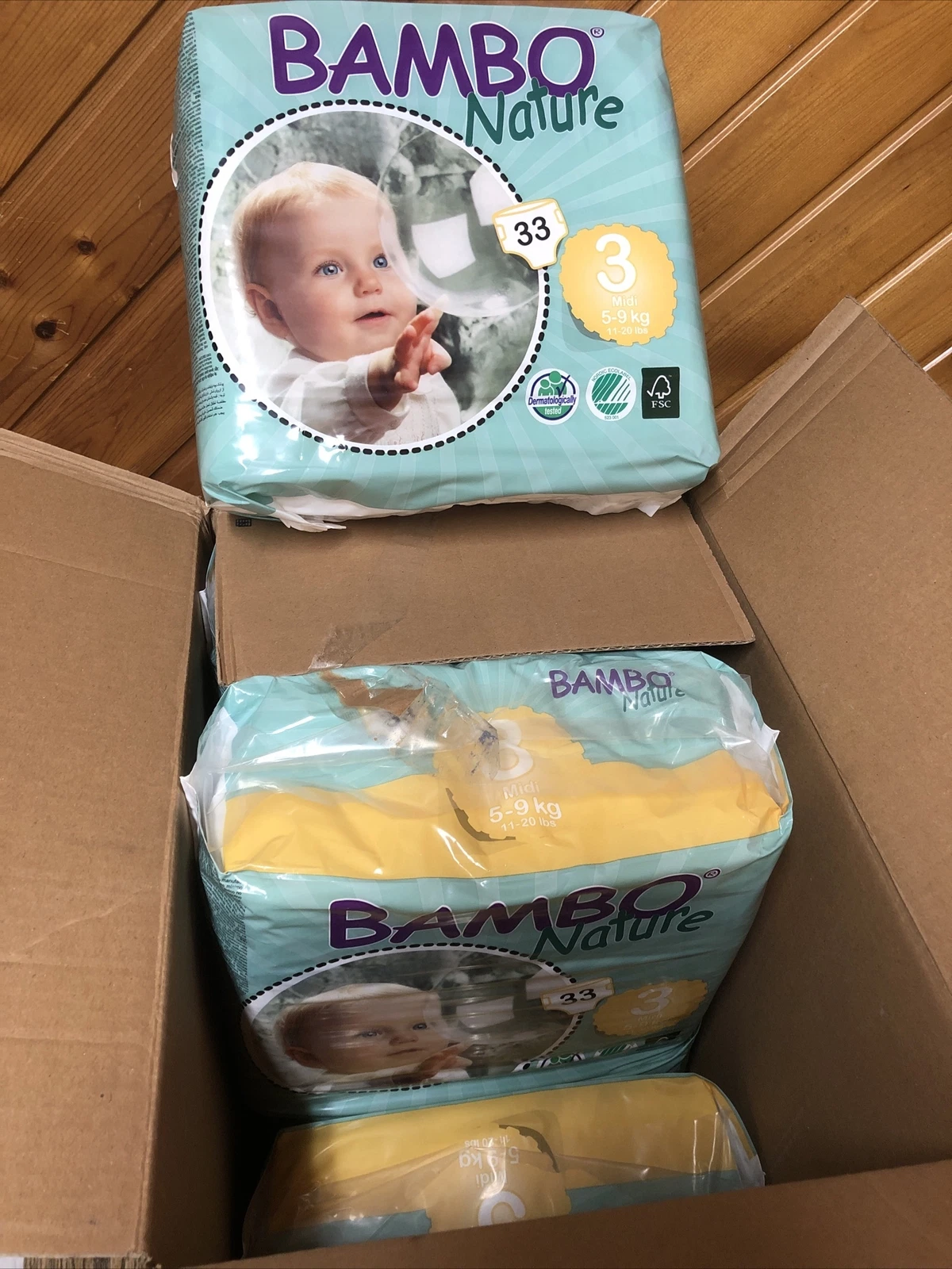 6 Pack x33 Bambo Nature Baby Diapers Classic for Sensitive Skin, Size 3 New
