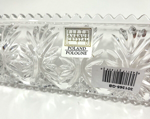 Fifth Avenue 24% Lead Crystal 12” Footed Cracker Dish in Original Box - Picture 6 of 8