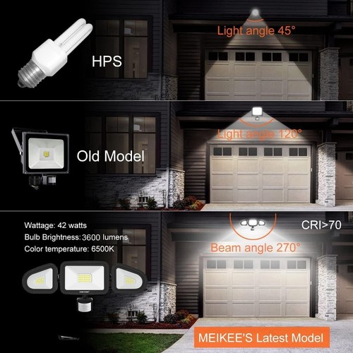 42W Led Security Lights with Motion Sensor Black PIR Floodlights - Picture 4 of 7