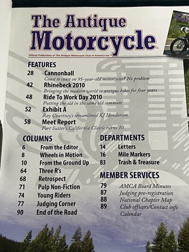 The Antique Motorcycle AMCA Full Year 2010 Harley Indian Magazine Set of 4 - Bild 6 von 7