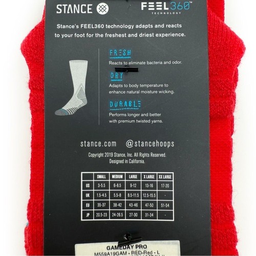 Stance Gameday Pro Basketball Strike Crew Socks Mens Large Red Gold Athletic - Picture 5 of 5