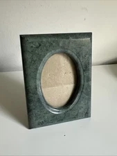 Vintage Picture Photo Frame Small Green Stone Marble 2x3 Tiny Natural Oval