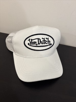 Von Dutch White Adjustable Mesh Back Trucker Hat One Size Men Designer