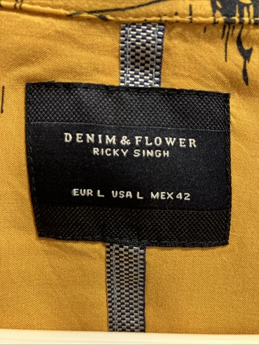 DENIM&FLOWER Ricky Singh Viscose Tropical Sailboats Palms Button Down Size L - Picture 3 of 8