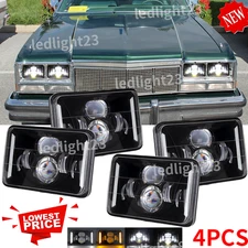 4X6" Led Rectangle Headlights Hi/Lo DRL Turn fit for Dodge Diplomat 1977-1989