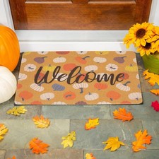 Hello-Pumpkin-Welcome-Doormat Artificial Coir Welcome Mat Fall Door Mat Harve...